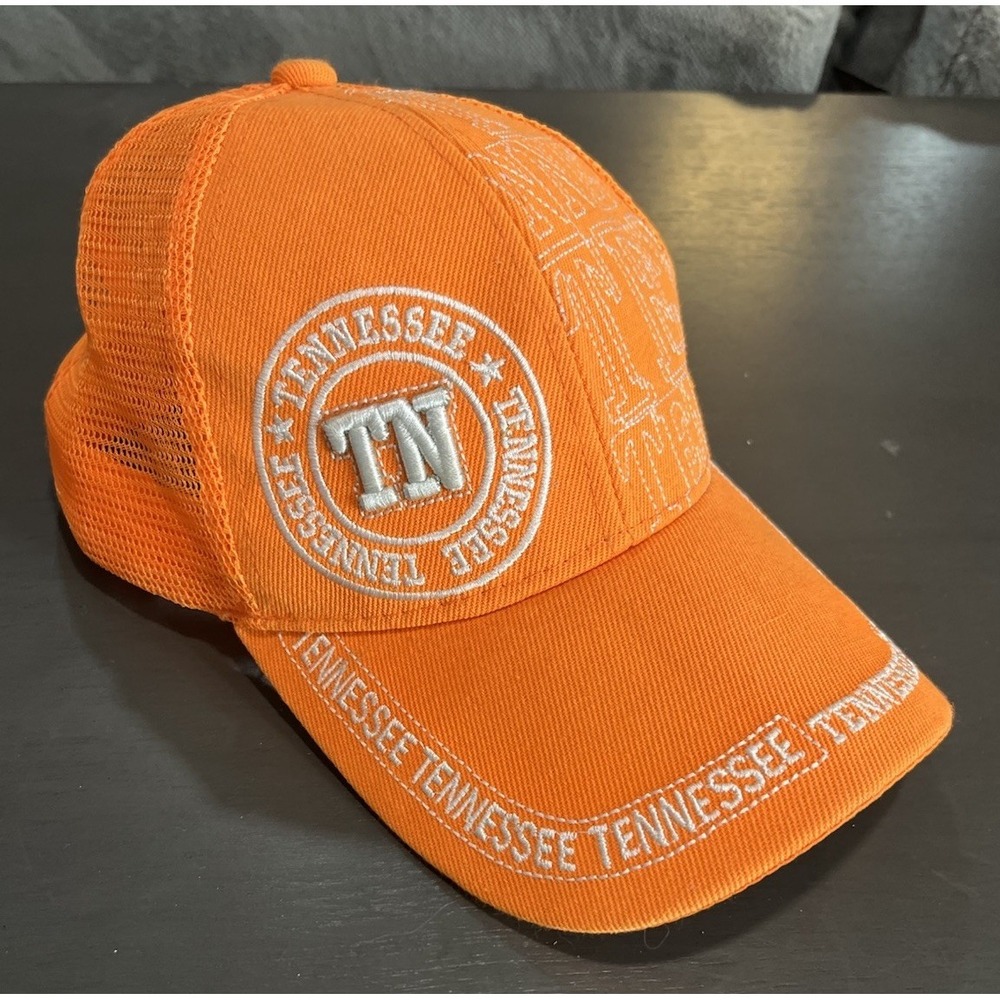 Tennessee TN Ball Cap‎ Orange White Embroidered Snapback Trucker Hat